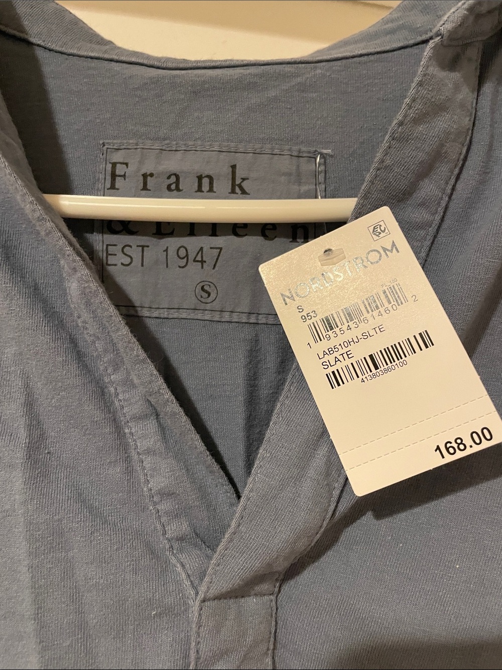 FRANK & EILEEN Blue Lab 100% Cotton Polo Popover Tee Shirt - Picture 3 of 3